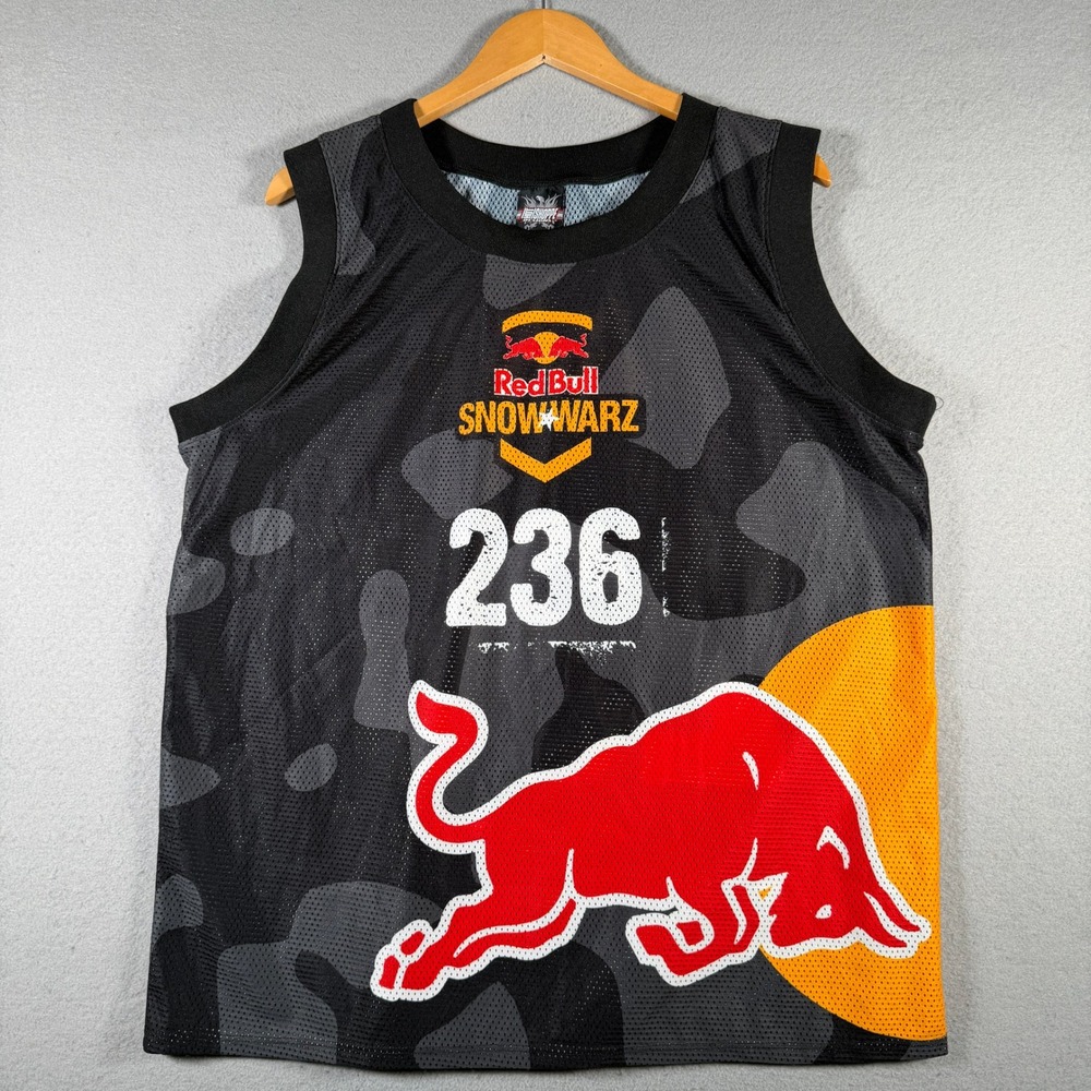 Red Bull Snowwarz Jersey Mens Large Camo Mesh Tank Top 236 Hot Shoppe Designs